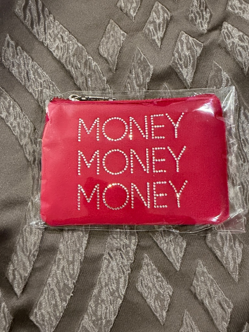 Calling all ABBA fans! Red 'MONEY' Rhinestone Zip Coin Purse